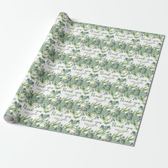Elegant Eucalyptus Greenery Favor Thank You Wrapping Paper (Unrolled)