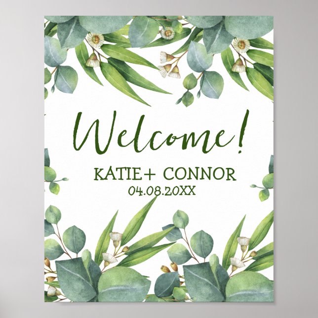 Elegant Eucalyptus Greenery Favor Welcome Guest  Poster (Front)