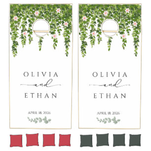 Elegant Eucalyptus Greenery Floral Wedding Cornhol Cornhole Set