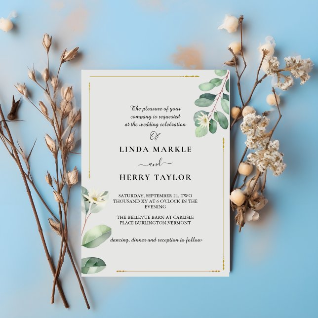 Elegant Eucalyptus Greenery Floral Wedding Invitation (Creator Uploaded)