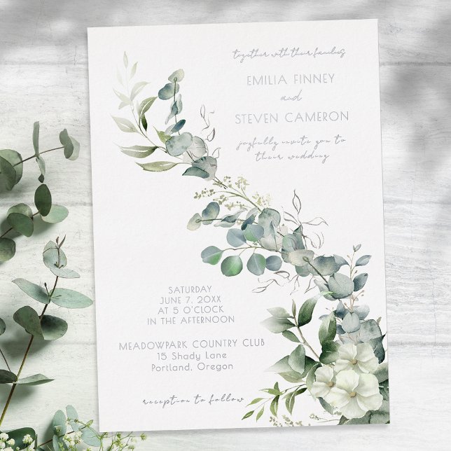 Elegant Eucalyptus Greenery Foil Invitation (Creator Uploaded)