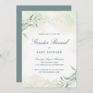 Elegant Eucalyptus Greenery Gender Reveal Invitation