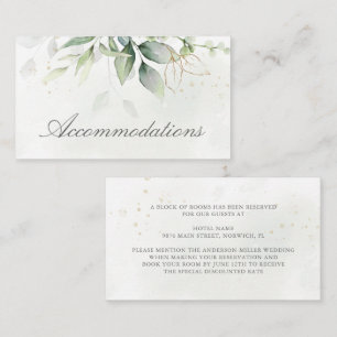 Elegant Eucalyptus Greenery Gold Accommodation Enclosure Card