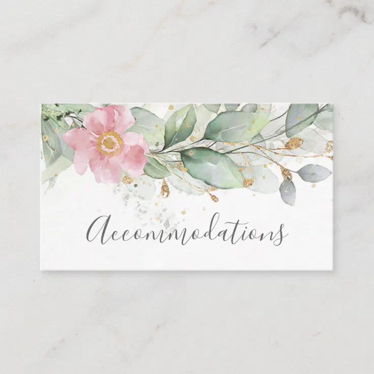 Elegant Eucalyptus Greenery Gold Accommodations Enclosure Card Zazzle