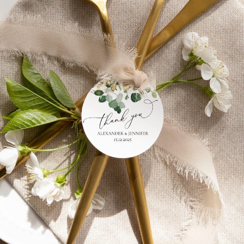 Elegant Eucalyptus Greenery gold foil Wedding Clas Favor Tags