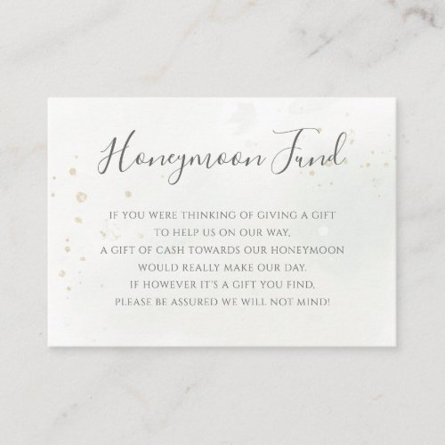 Elegant Eucalyptus Greenery Gold Honeymoon Fund Enclosure Card