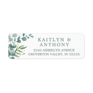 Elegant Eucalyptus Greenery Gold Return Address Label