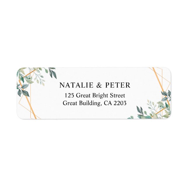 Elegant Eucalyptus Greenery Gold Return Address Label (Front)