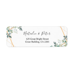 Elegant Eucalyptus Greenery Gold Return Address Label