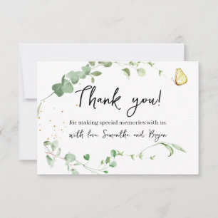 Elegant Eucalyptus Greenery Gold Sparkle Thank You Card