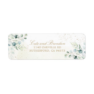 Elegant Eucalyptus Greenery Gold Wedding Label
