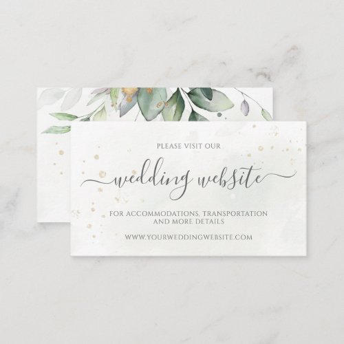 Elegant Eucalyptus Greenery Gold Wedding Website Enclosure Card