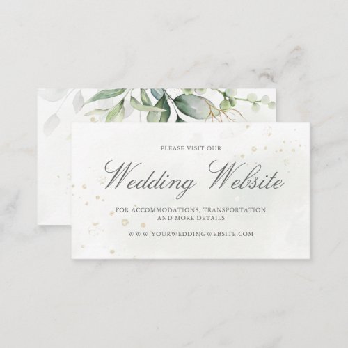 Elegant Eucalyptus Greenery Gold Wedding Website Enclosure Card