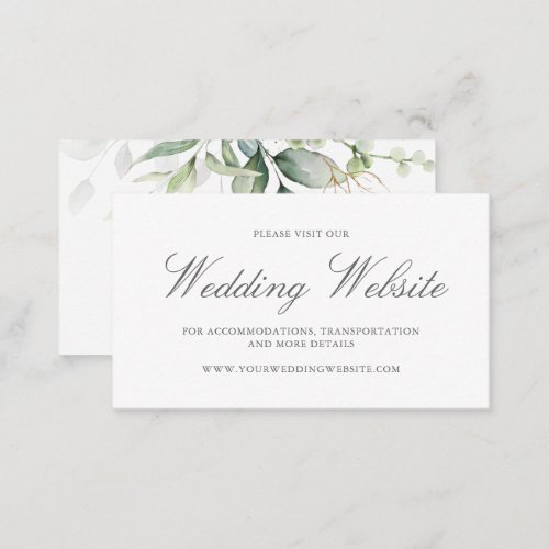 Elegant Eucalyptus Greenery Gold Wedding Website Enclosure Card