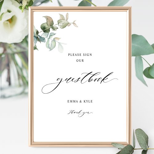 Elegant Eucalyptus Greenery Guestbook Wedding Sign