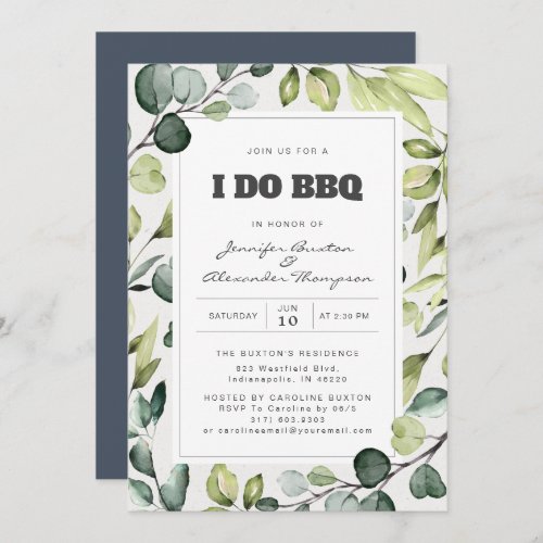 Elegant Eucalyptus Greenery I Do BBQ Party Invitation