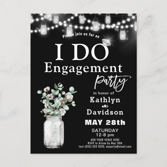Elegant Eucalyptus Greenery I Do Engagement Party Invitation Postcard (Front)