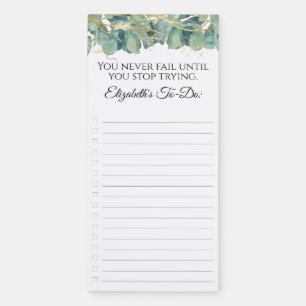 Elegant Eucalyptus Greenery Inspirational Quote Magnetic Notepad