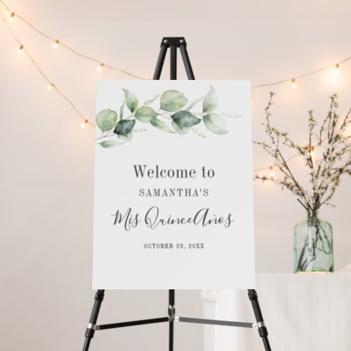 Elegant Eucalyptus Greenery Leaves Mis Quince Anos Foam Board