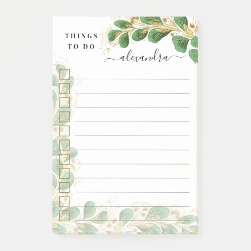 Elegant Eucalyptus Greenery Lined Things To Do Post_it Notes