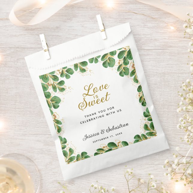 Elegant Eucalyptus Greenery Love is Sweet Wedding Favor Bag (Clipped)