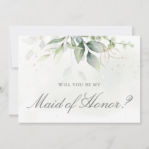 Elegant Eucalyptus Greenery Maid Of Honor Proposal Invitation