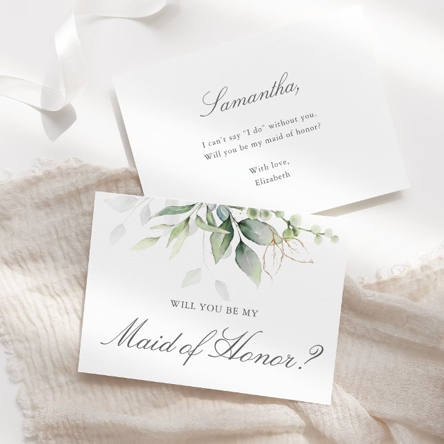 Elegant Eucalyptus Greenery Maid Of Honor Proposal Invitation (Creator Uploaded)