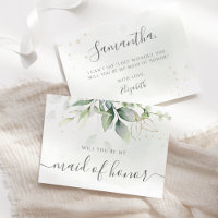 Elegant Eucalyptus Greenery Maid Of Honor Proposal