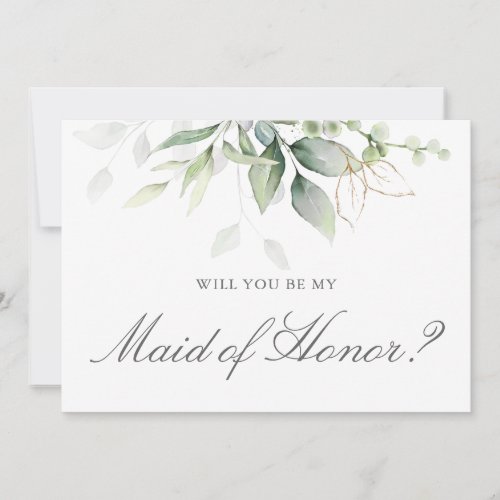 Elegant Eucalyptus Greenery Maid Of Honor Proposal Invitation