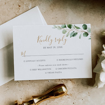 Elegant Eucalyptus Greenery Meal Options Rsvp Card by PeachBloome at Zazzle