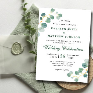 Elegant Eucalyptus Greenery Modern Wedding Magnetic Invitation