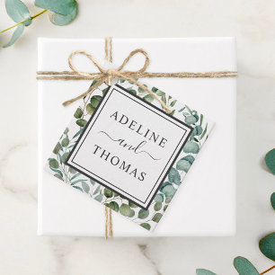 Elegant Eucalyptus Greenery Monogram Wedding Favor Tags