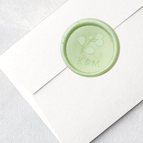 Elegant Eucalyptus Greenery Monogram Wedding Wax Seal Stamp