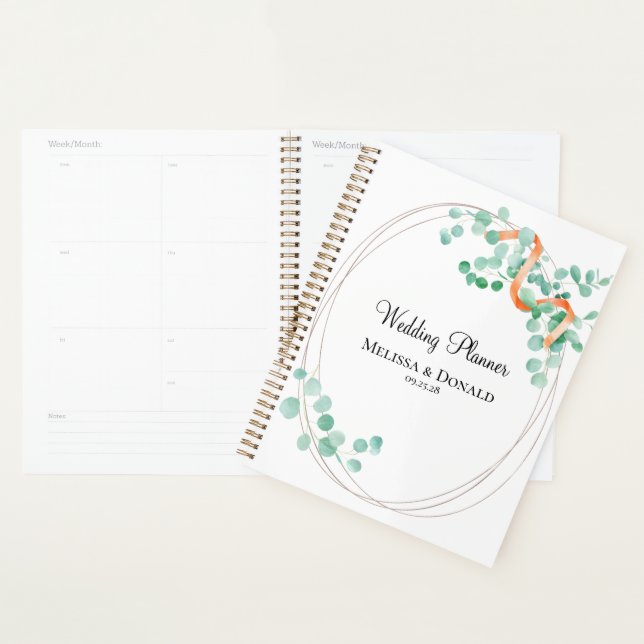 Elegant Eucalyptus Greenery Peach Floral Planner (Display)