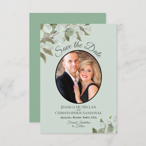 Elegant Eucalyptus Greenery  Photo Mint Wedding Save The Date