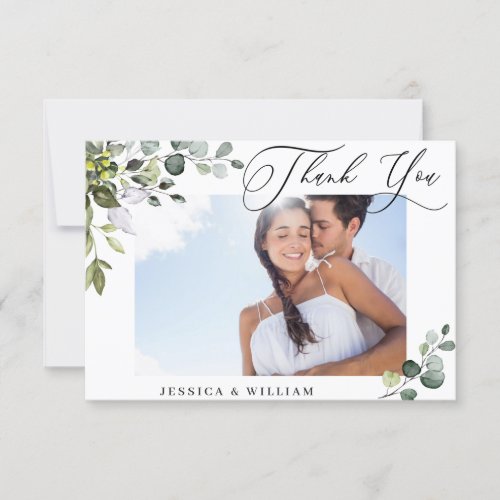 Elegant Eucalyptus Greenery PHOTO Thank You Card