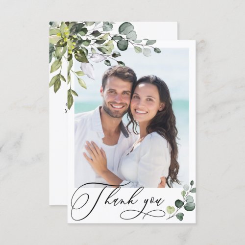 Elegant Eucalyptus Greenery PHOTO Thank You Card