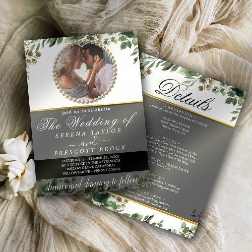 Elegant Eucalyptus Greenery Photo Wedding  Invitation