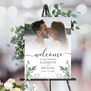 Elegant Eucalyptus Greenery Photo Wedding Welcome Foam Board