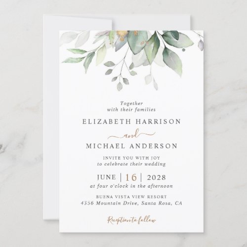 Elegant Eucalyptus Greenery QR Code Wedding Invitation