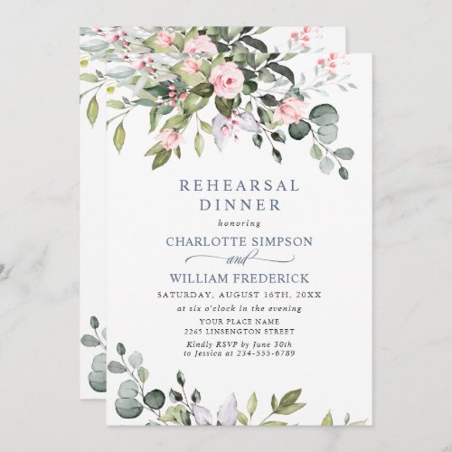 Elegant Eucalyptus Greenery Rehearsal Dinner Invit Invitation