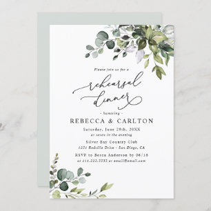 Elegant Eucalyptus Greenery Rehearsal Dinner Invitation