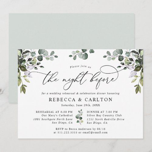 Elegant Eucalyptus Greenery Rehearsal Dinner Invitation