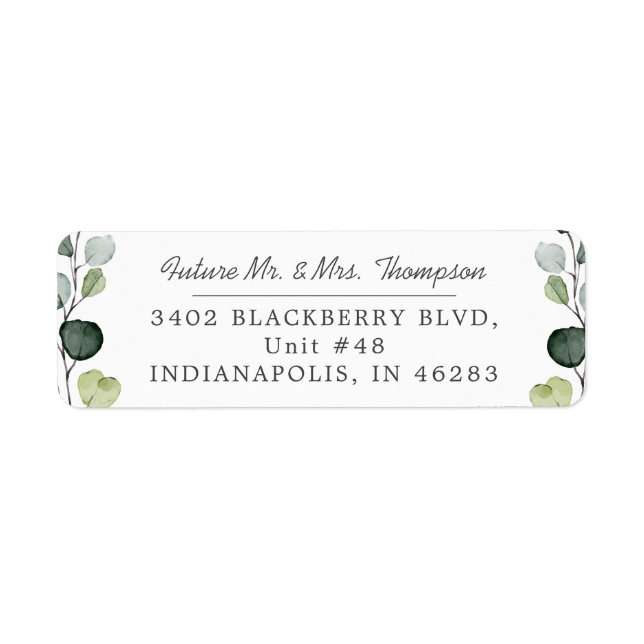 Elegant Eucalyptus Greenery Return Address Label (Front)