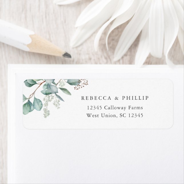 Elegant Eucalyptus Greenery Return Address Label (Insitu)