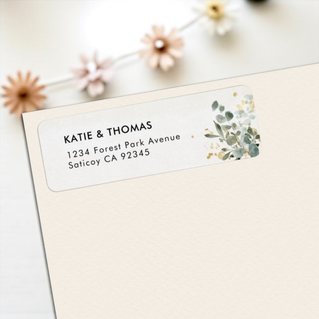 Elegant Eucalyptus Greenery Return Address Label (Elegant eucalyptus leaves return address label design)