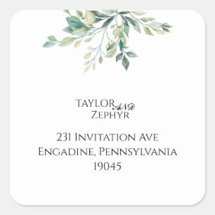 Elegant Eucalyptus Greenery RSVP Return Address Square Sticker