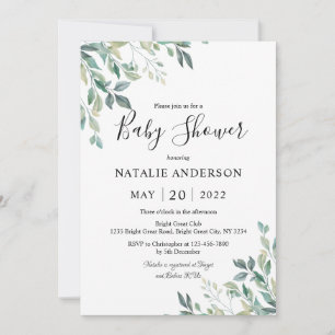 Elegant Eucalyptus Greenery Rustic Baby Shower Invitation