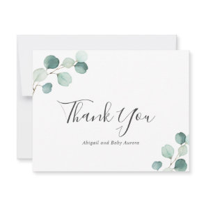 Elegant Eucalyptus Greenery Rustic Baby Shower Thank You Card
