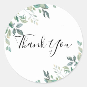 Elegant Eucalyptus Greenery Rustic Thank You Classic Round Sticker